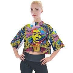 Psychedelic Rock Jimi Hendrix Mock Neck Tee by Jancukart