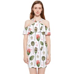 Poppies Red Poppies Red Flowers Shoulder Frill Bodycon Summer Dress by Ravend