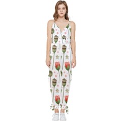 Poppies Red Poppies Red Flowers Sleeveless Tie Ankle Chiffon Jumpsuit by Ravend