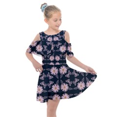 Flowers Daisies Spring Summer Bloom Botanical Kids  Shoulder Cutout Chiffon Dress by Ravend