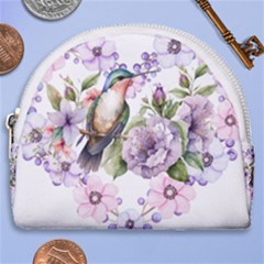 Hummingbird In Floral Heart Horseshoe Style Canvas Pouch by augustinet