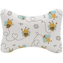 Bee Art Pattern Design Wallpaper Background Print Seat Head Rest Cushion by Ravend