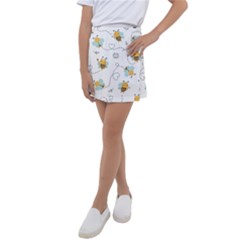 Bee Art Pattern Design Wallpaper Background Print Kids  Tennis Skirt by Ravend