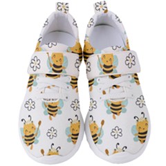 Art Bee Pattern Design Wallpaper Background Women s Velcro Strap Shoes by Ravend