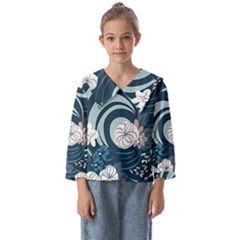 Flowers Pattern Floral Ocean Abstract Digital Art Kids  Sailor Shirt by Ravend