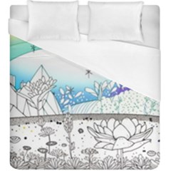 Rainbow Fun Cute Minimal Doodle Drawing Arts Duvet Cover (king Size) by Ravend