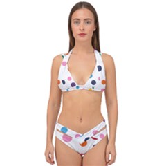 Polka Dot Double Strap Halter Bikini Set by 8989