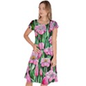 Blushing Bold Botanical Watercolor Flowers Classic Short Sleeve Dress View1