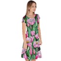 Blushing Bold Botanical Watercolor Flowers Classic Short Sleeve Dress View3