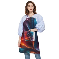 Ai Generated Swirl Splash Blaze Design Art Pocket Apron by Ravend