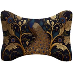 Peacock Plumage Bird Decorative Pattern Graceful Seat Head Rest Cushion by Ravend