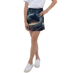 Ai Generated Swirl Space Design Fractal Light Kids  Tennis Skirt by Ravend