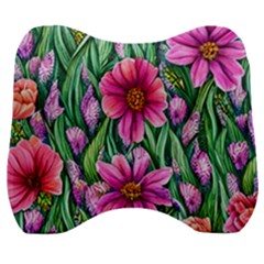 Cheerful And Cheery Blooms Velour Head Support Cushion by GardenOfOphir