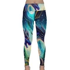 Ai Generated Dragon Fractal Art Texture Lightweight Velour Classic Yoga Leggings by Ravend