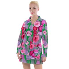 Mysterious And Enchanting Watercolor Flowers Women s Long Sleeve Casual Dress by GardenOfOphir