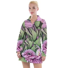 Sumptuous Watercolor Flowers Women s Long Sleeve Casual Dress by GardenOfOphir