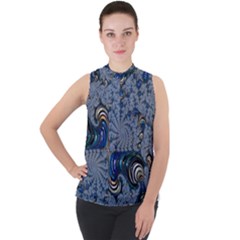 Fractal Background Pattern Texture Abstract Design Pattern Mock Neck Chiffon Sleeveless Top by Ravend