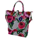 Cheerful Watercolor Flowers Buckle Top Tote Bag View1