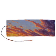 Summer Sunset Over Beach Roll Up Canvas Pencil Holder (m) by GardenOfOphir