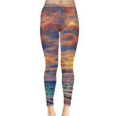 Serene Sunset Over Beach Inside Out Leggings by GardenOfOphir