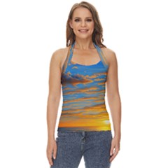 Orange Sunset On The Beach Basic Halter Top by GardenOfOphir