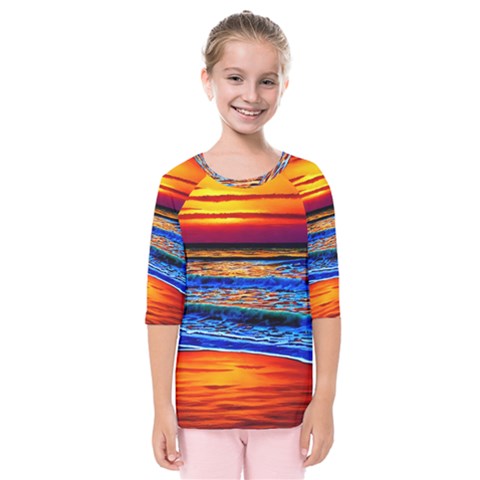 Island Dreams Kids  Quarter Sleeve Raglan Tee by GardenOfOphir