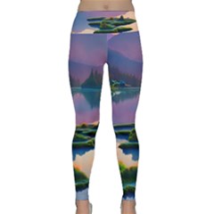 Astonishing Lake View Lightweight Velour Classic Yoga Leggings by GardenOfOphir