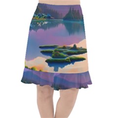 Astonishing Lake View Fishtail Chiffon Skirt by GardenOfOphir