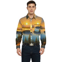 Distant Sunset Men s Long Sleeve Pocket Shirt 