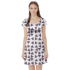 Happy Hound Funny Cute Gog Pattern Short Sleeve Skater Dress by dflcprintsclothing