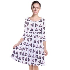 Happy Hound Funny Cute Gog Pattern Quarter Sleeve Waist Band Dress by dflcprintsclothing