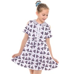 Happy Hound Funny Cute Gog Pattern Kids  Short Sleeve Shirt Dress by dflcprintsclothing