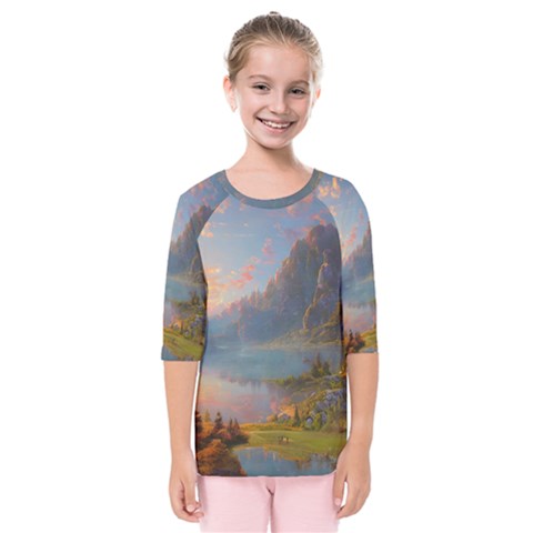 Marvelous Sunset Kids  Quarter Sleeve Raglan Tee by GardenOfOphir