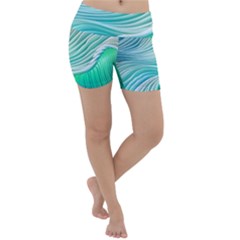 Pastel Abstract Waves Pattern Lightweight Velour Yoga Shorts by GardenOfOphir