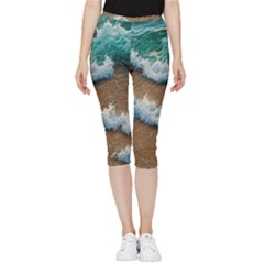 Abstract Waves Summertime On The Sea Inside Out Lightweight Velour Capri Leggings  by GardenOfOphir