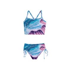 Pink Wave Crashing On The Shore Girls  Tankini Swimsuit by GardenOfOphir