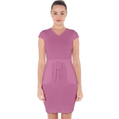 Chateau Rose Pink	 - 	capsleeve Drawstring Dress by ColorfulDresses