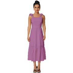 Bodacious Pink	 - 	tie-strap Tiered Midi Chiffon Dress by ColorfulDresses