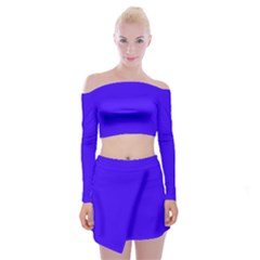 Ultra Marine Blue	 - 	off Shoulder Top With Mini Skirt Set by ColorfulWomensWear