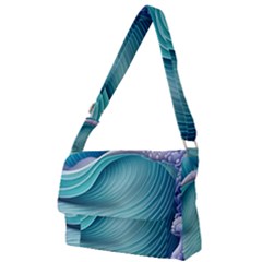 Pastel Sea Waves Full Print Messenger Bag (l) by GardenOfOphir