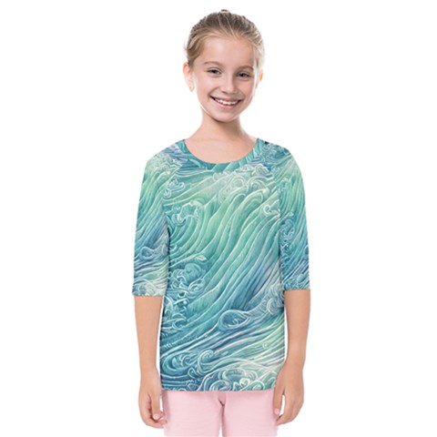 Wave Of The Ocean Kids  Quarter Sleeve Raglan Tee by GardenOfOphir