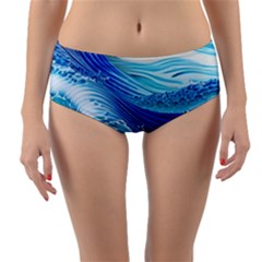 Water Waves Reversible Mid-waist Bikini Bottoms by GardenOfOphir