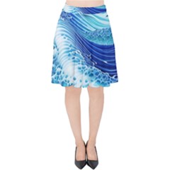 Water Waves Velvet High Waist Skirt by GardenOfOphir