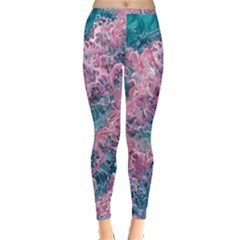 Ocean Waves In Pink Ii Inside Out Leggings by GardenOfOphir