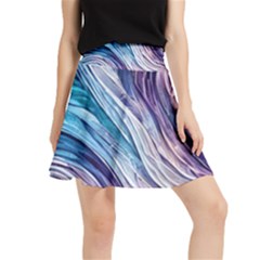 Abstract Pastel Ocean Waves Waistband Skirt by GardenOfOphir