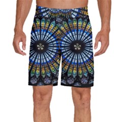 Mandala Floral Wallpaper Rose Window Strasbourg Cathedral France Men s Beach Shorts by Jancukart