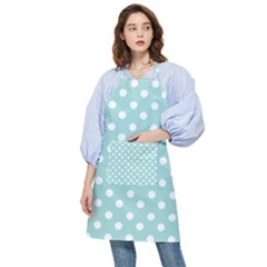 Blue And White Polka Dots Pocket Apron by GardenOfOphir