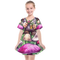 Sacred Mushroom Wizard Glamour Kids  Smock Dress by GardenOfOphir