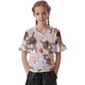 Beagle Satin Short Sleeve Pajamas Set Kids  V-Neck Horn Sleeve Blouse View1