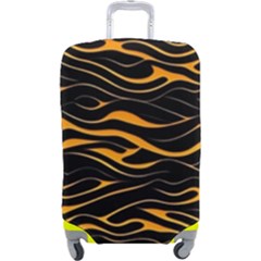 Waves Pattern Golden 3d Abstract Halftone Luggage Cover (large) by Ravend